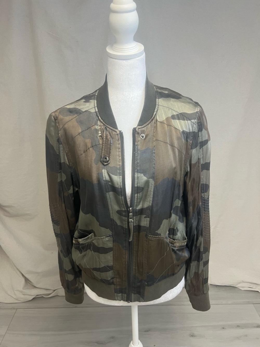 Marrakech Camo Bomber Jacket Olive‎ Green Sz S Street Style Corpcore Military